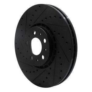 Volvo XC90 Brake Rotor (1) - Front Left - R1 Concepts - Drilled & Slotted - Black - `03-`14